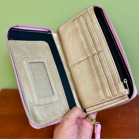 Betsey Johnson Vintage Pink Wallet/Wristlet with Gold Accents - Picture 3 of 4